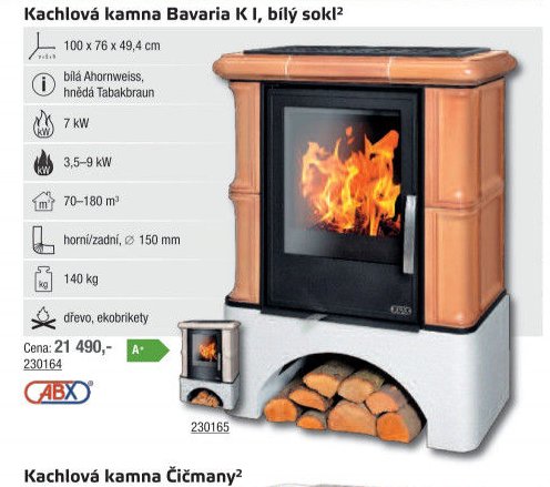 Kachlová kamna Bavaria K I, bílý sokl - UNI HOBBY akcniletaky.com