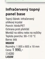 Infračervený topný panel base M600W - UNI HOBBY akcniletaky.com