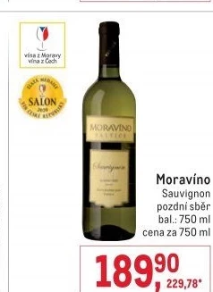 Víno Sauvignon Moravíno Valtice - pozdní sběr