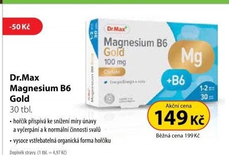 Doplněk stravy Magnesium B6 Gold Dr.Max