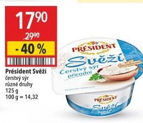 Svěží čerstvý sýr Président