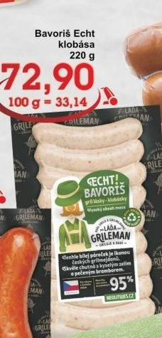 Párek na gril Echt Bavoriš Láďa Grileman Kostelecké uzeniny