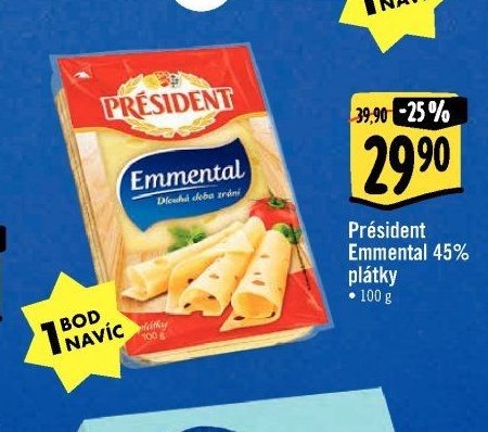 Président Emmental 45% plátky