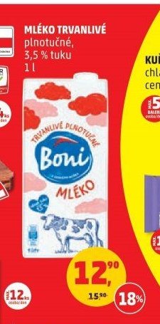 Mléko trvanlivé plnotučné