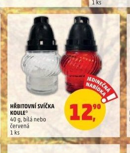 HŘBITOVNÍ SVÍČKA KOULE 40 g, bílá nebo červená