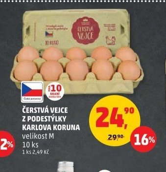 Čerstvá vejce z podestýlky Karlova Koruna