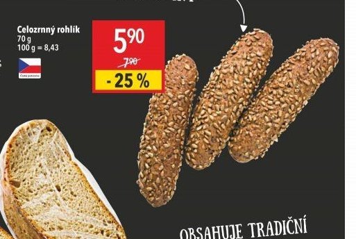 Celozrnný rohlík