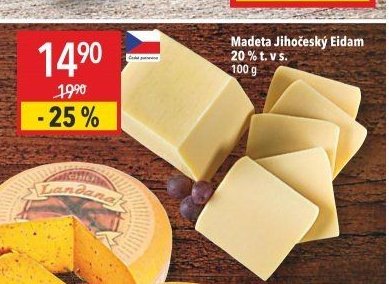 Madeta Jihočeský Eidam 20 % t. v s.