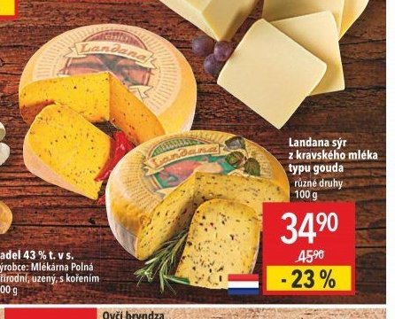 Landana sýr z kravského mléka typu gouda