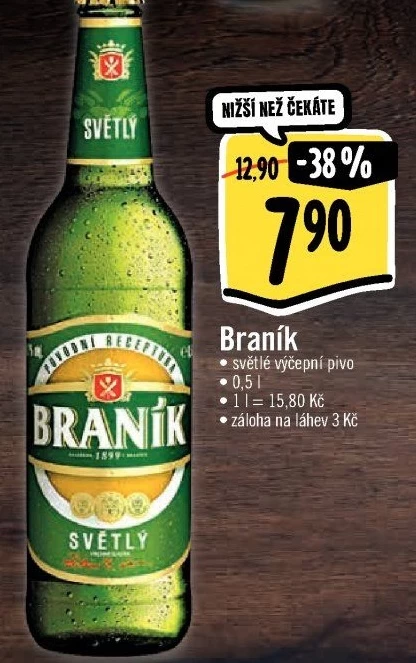 Pivo světlé výčepní 10° Braník