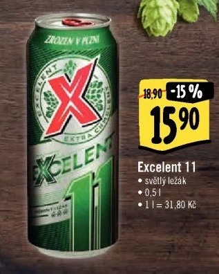 Pivo světlý ležák 11° Excelent Gambrinus