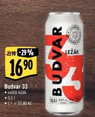 Pivo světlý ležák 33 Budweiser Budvar