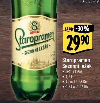 Pivo světlý sezonní ležák Staropramen