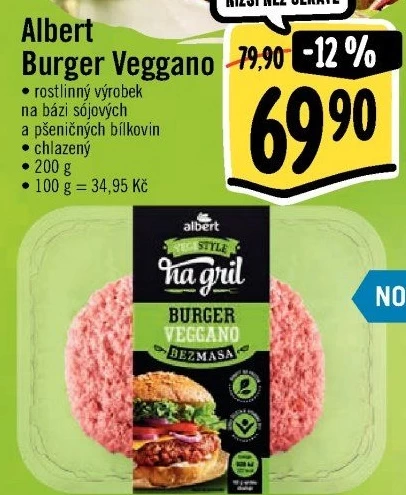 Veganský burger Veggano Vegestyle Na gril Albert