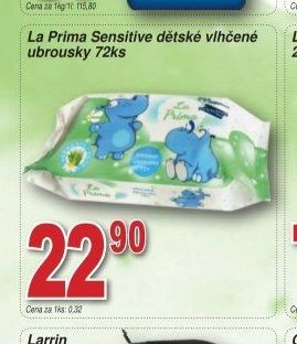 La Prima Sensitive dětské vlhčené ubrousky 72ks