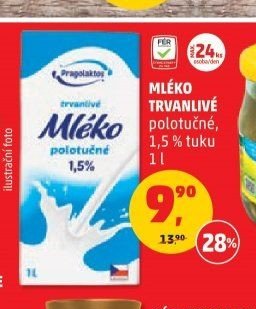 Mléko trvanlivé polotučné