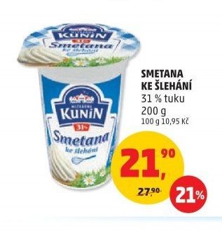 Smetana ke šlehání Kunín