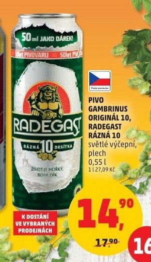 PIVO GAMBRINUS ORIGINÁL 10