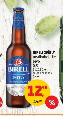 BIRELL SVĚTLÝ nealkoholické pivo