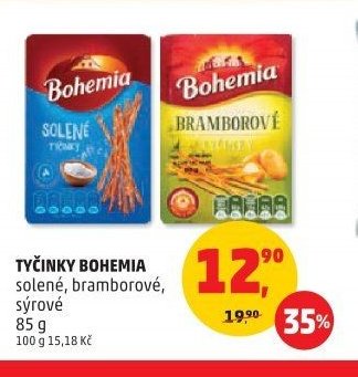 Tyčinky Bohemia solené, bramborové, sýrové