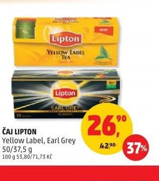 Čaj Lipton Yellow Label, Earl Grey 50/37,5 g