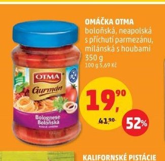 OMÁČKA OTMA boloňská, neapolská s příchutí parmezánu, milánská s houbami