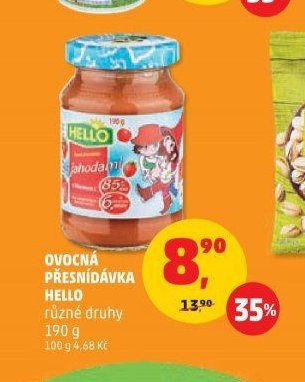 OVOCNÁ PŘESNÍDÁVKA HELLO různé druhy