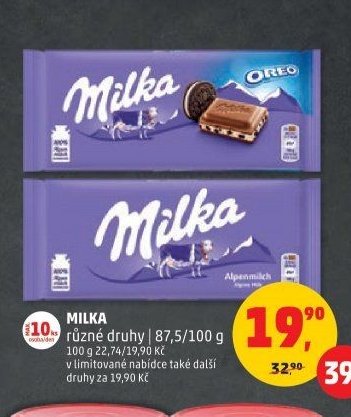 Milka různé druhy