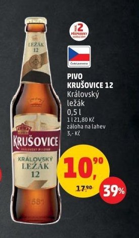 Pivo Krušovice 12 Královský ležák 0,5 l