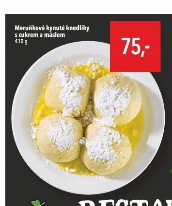 Meruňkové kynuté knedlíky s cukrem a máslem