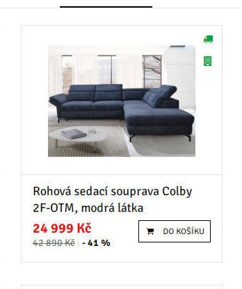 Rohová sedací souprava Colby 2F-OTM, modrá látka - ASKO akcniletaky.com