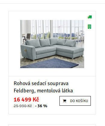 Rohová sedací souprava Feldberg, mentolová látka - ASKO akcniletaky.com