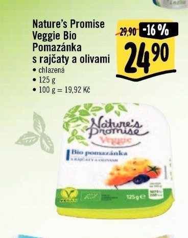 Nature's Promise Veggie Bio Pomazánka s rajčaty a olivami