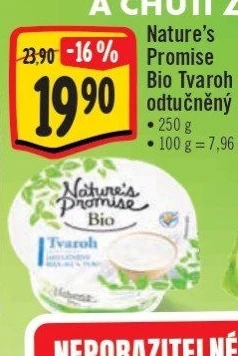 Tvaroh odtučněný bio Nature'