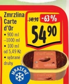 Zmrzlina ve vaničce Carte D'