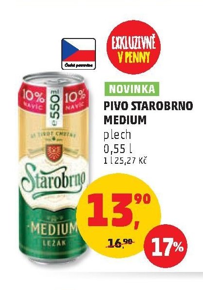 Pivo Starobrno Medium