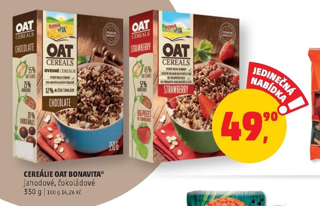 Cereálie Oat Bonavita jahodové, čokoládové