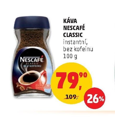 KÁVA NESCAFÉ CLASSIC instantní, bez kofeinu