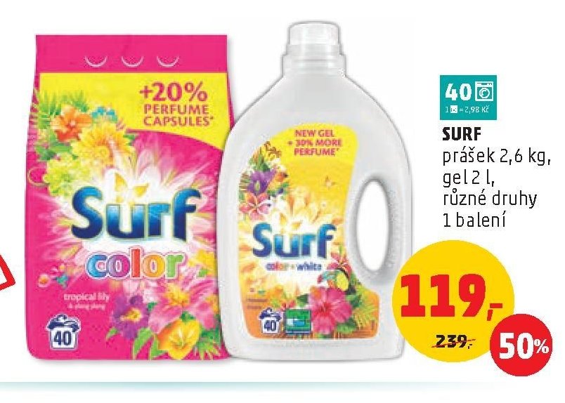 SURF prášek, gel