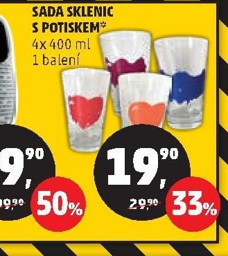 SADA SKLENIC S POTISKEM