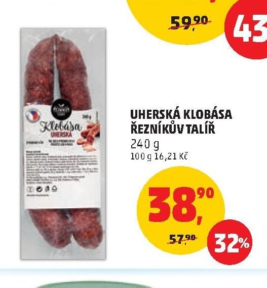 Uherská klobása Řezníkův talíř