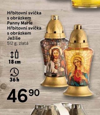 Hřbitovní svíčka s obrázkem Panny Marie / Ježíše