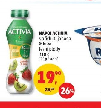 NÁPOJ ACTIVIA s příchutí jahoda & kiwi, lesní plody