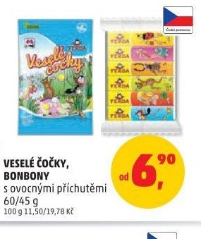 VESELÉ ČOČKY, BONBONY s ovocnými příchutěmi