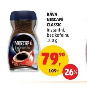 KÁVA NESCAFÉ CLASSIC instantní, bez kofeinu
