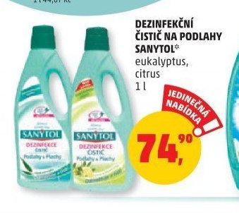 DEZINFEKČNÍ ČISTIČ NA PODLAHY SANYTOL eukalyptus, citrus 1 l