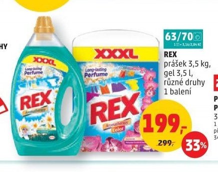 REX prášek 3,5 kg, gel 3,5 l, různé druhy