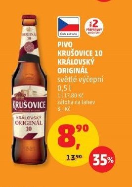 Pivo Krušovice 10 Královský originál 0,5l