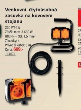Venkovní čtyřnásobná zásuvka na kovovém stojanu - UNI HOBBY akcniletaky.com