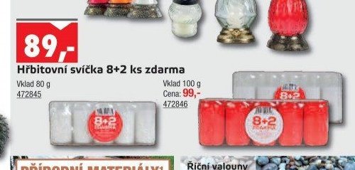 Hřbitovní svíčka 8+2 ks zdarma - UNI HOBBY akcniletaky.com